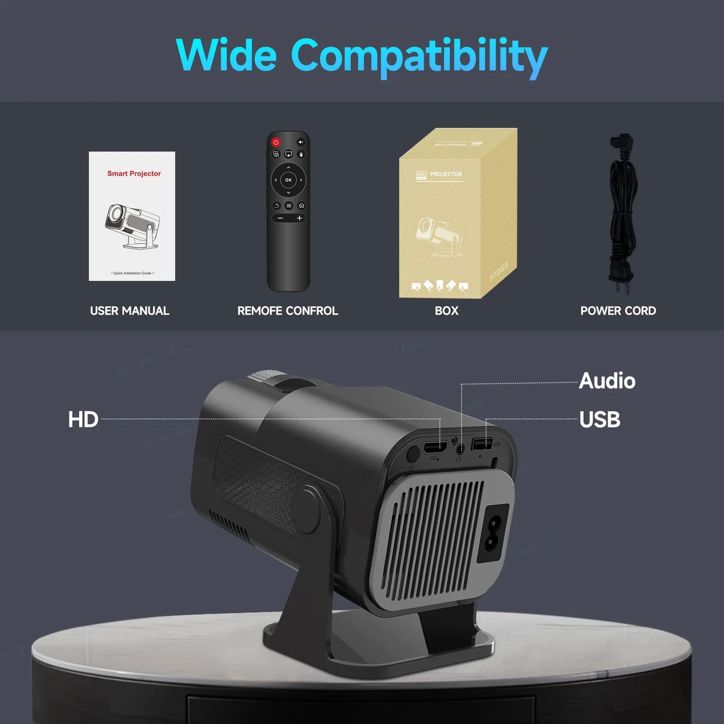 Portable 180° Rotating Android Projector