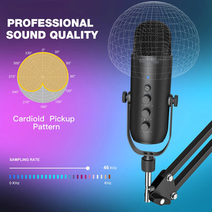 USB Podcast Microphone Kit with Arm