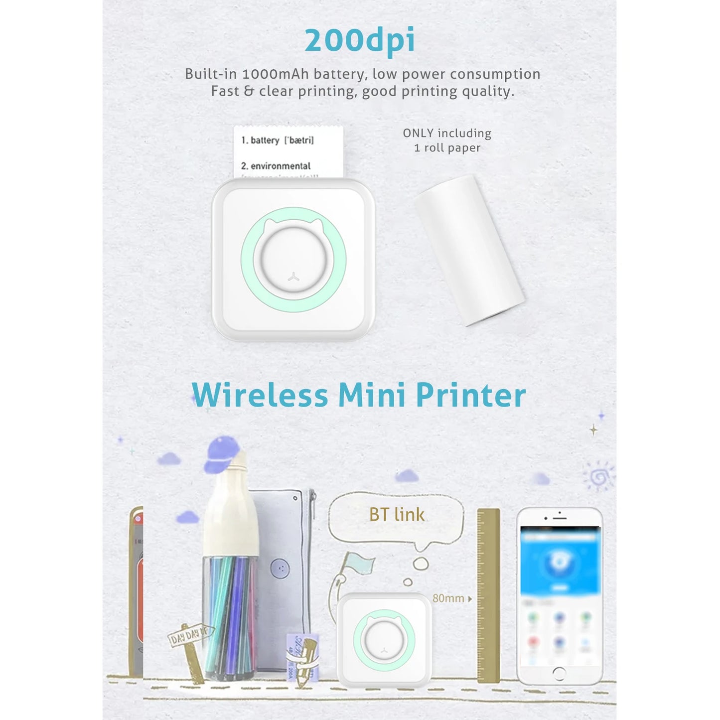 Wireless Mini Thermal Printer for Photos